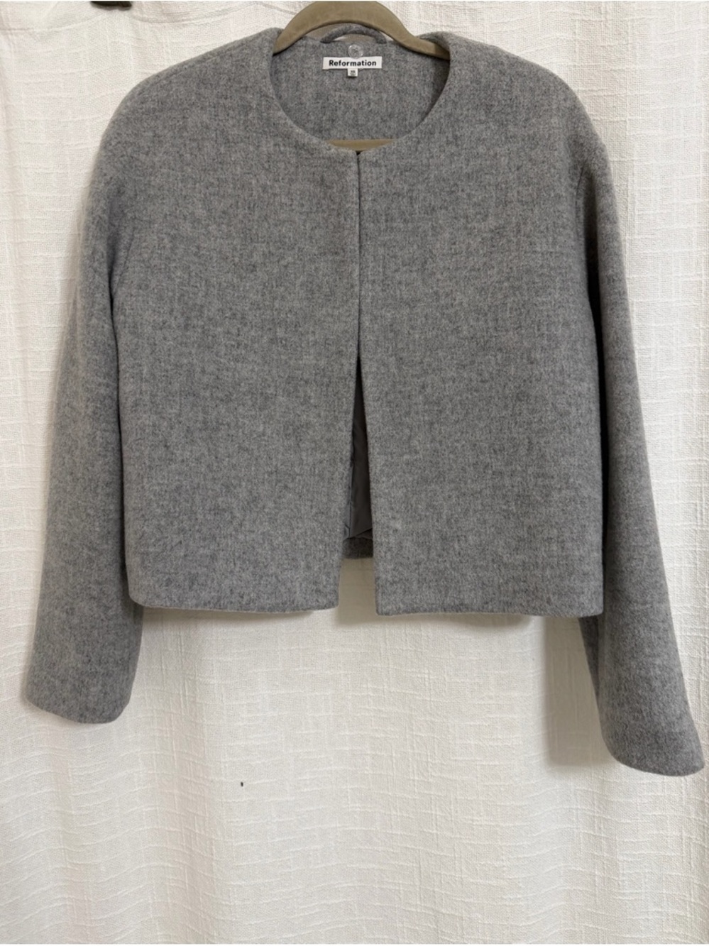 Reformation Porter Cropped Jacket- light gray - Picture 5 of 10